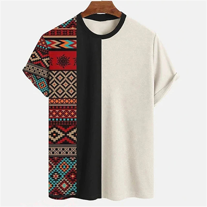 New Summer Tribal Ethnic Style Pattern Tshirt For Men 3D Print Men Women Short Sleeve Oversized Harajuku Tshirts Tee Top