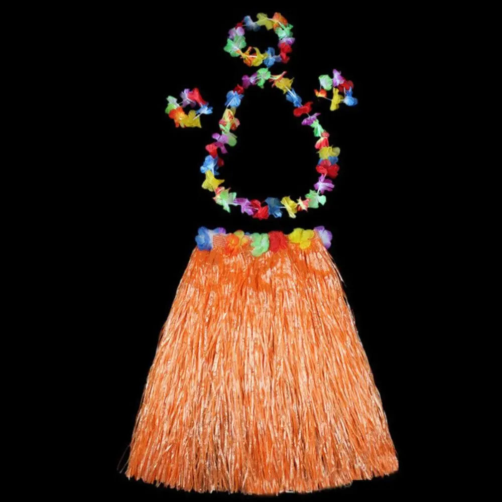 Ladies Women Hawaii Fancy Dress Grass Skirt Hula Hawaiian Full Charming 40CM