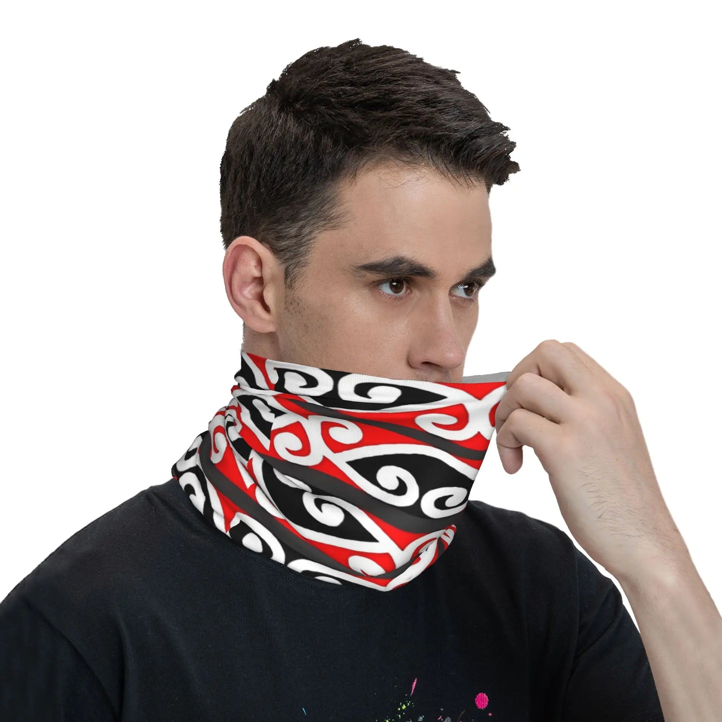 Custom Tribal Maori Warrior Bandana Neck Warmer Women Men Winter Ski Tube Scarf Gaiter Art Pattern Proud Face Cover