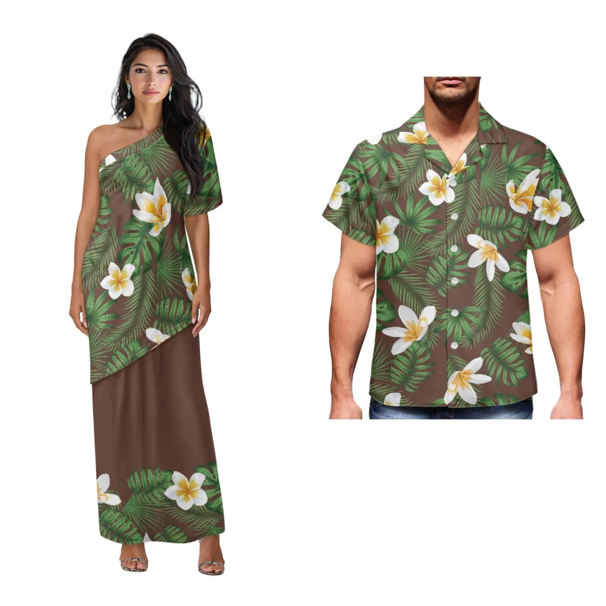 Printed Polynesian Tribal Print One shoulder Samoan Puletasi Custom Top And Skirts Womens Two Piece Outfits Set Dress