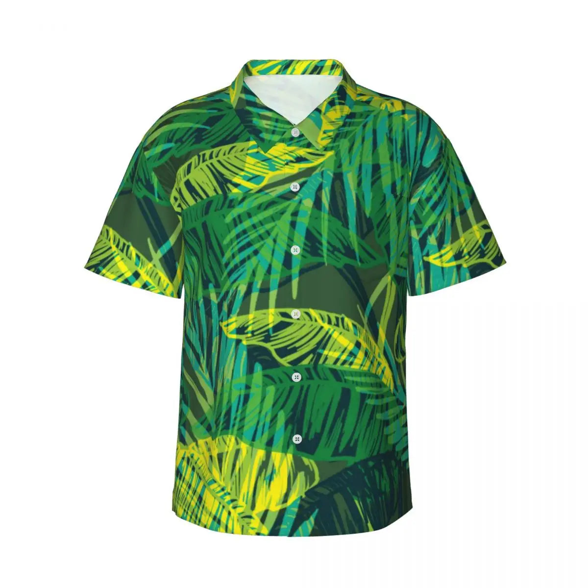 Hawaiian Shirt Vacation Tropical Palm Leaves Blouses Hawaiian Flowers Vintage Casual Shirts Men Short-Sleeve Streetwear Clothing