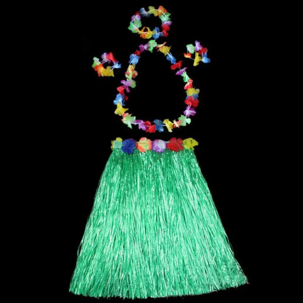 Ladies Women Hawaii Fancy Dress Grass Skirt Hula Hawaiian Full Charming 40CM