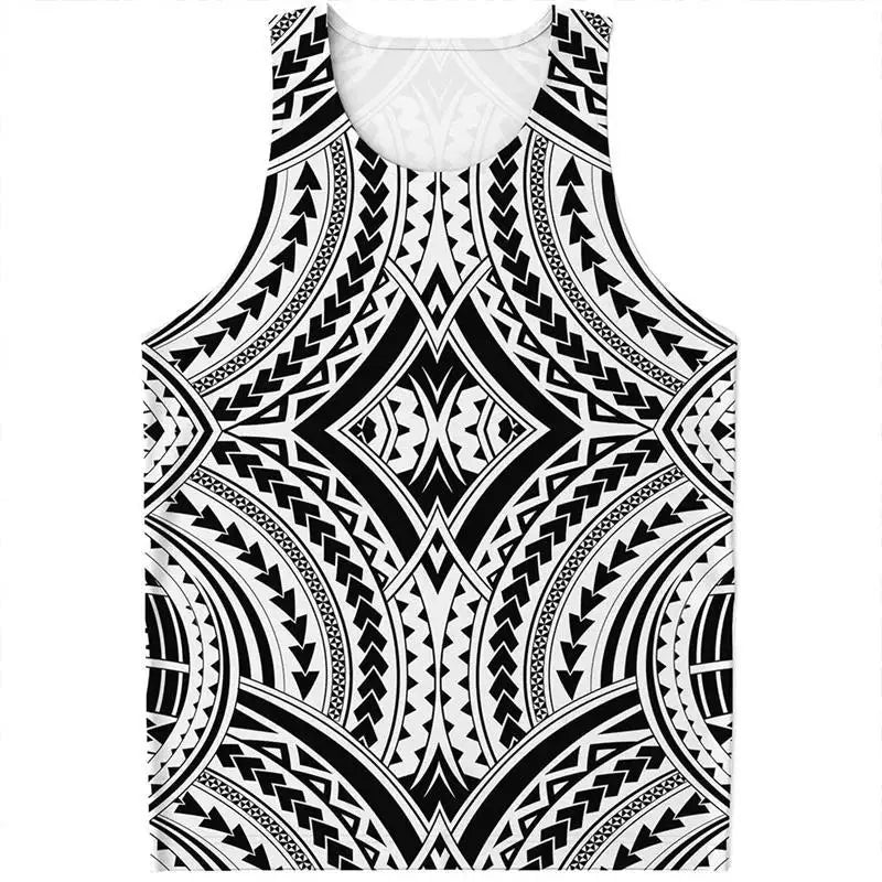 Maori Tattoo 3D Printed Vest for Men and Women, Universal Polynesian Tribal Pattern T-shirt Top, Men's Quick Drying Vest