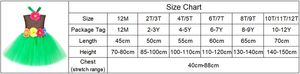 Hawaiian Costume Outfit for Girls Luau Beach Party Flowers Tulle Tutu Dress Kids Halloween Carnival Hawaii Princess Dress Up