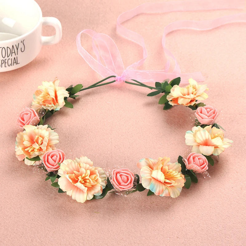 Hawaiian Wreath Bride Wedding Hair Accessories Simulation Flower Crown Headwear Children's Photo Hair Accessories Headbands