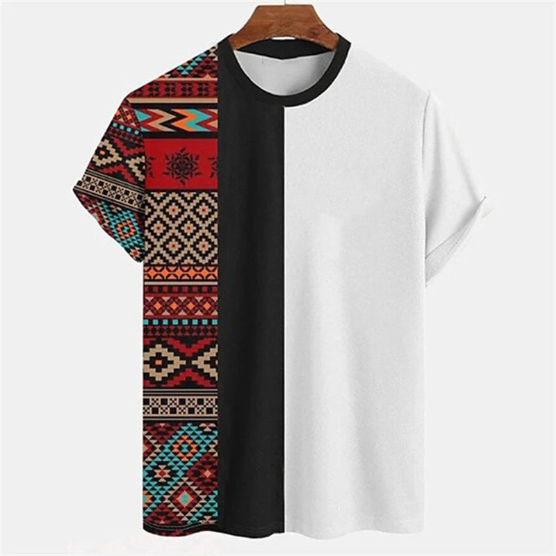 New Summer Tribal Ethnic Style Pattern Tshirt For Men 3D Print Men Women Short Sleeve Oversized Harajuku Tshirts Tee Top