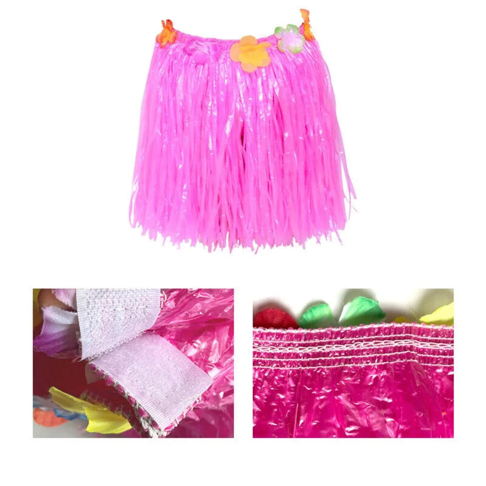 Ladies Women Hawaii Fancy Dress Grass Skirt Hula Hawaiian Full Charming 40CM