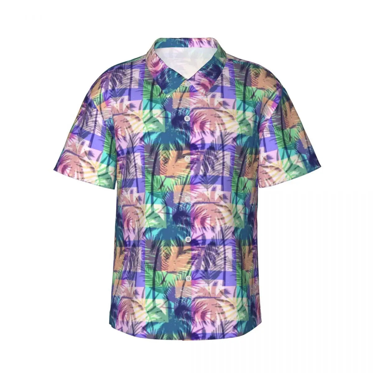 Hawaiian Shirt Vacation Tropical Palm Leaves Blouses Hawaiian Flowers Vintage Casual Shirts Men Short-Sleeve Streetwear Clothing