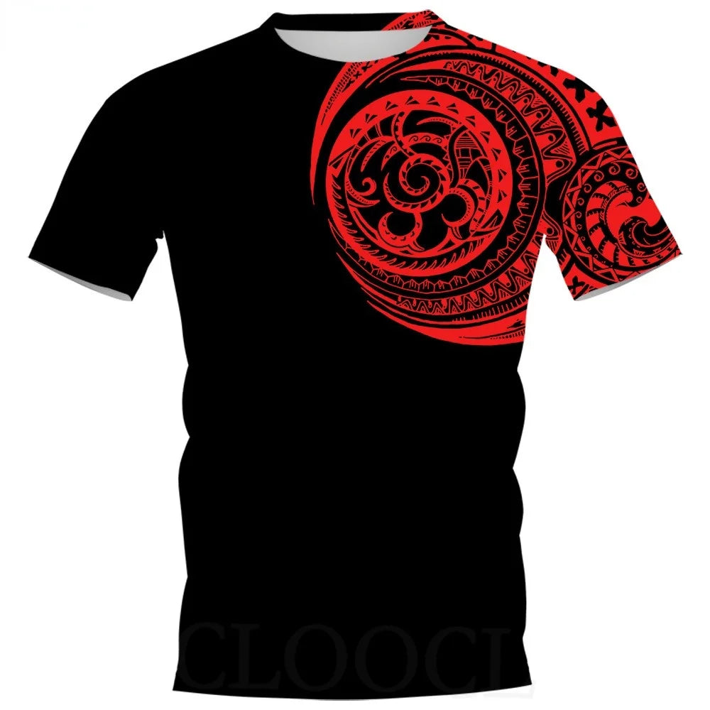 Vintage Tattoo Print Men's T-Shirt Fashion Polynesian Style 3D Print Summer Short Sleeve Loose Streetwear Breathable Men's Tops