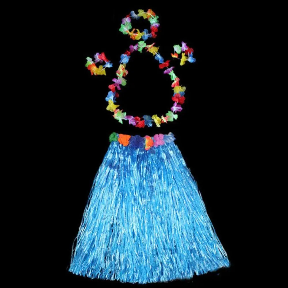 Ladies Women Hawaii Fancy Dress Grass Skirt Hula Hawaiian Full Charming 40CM