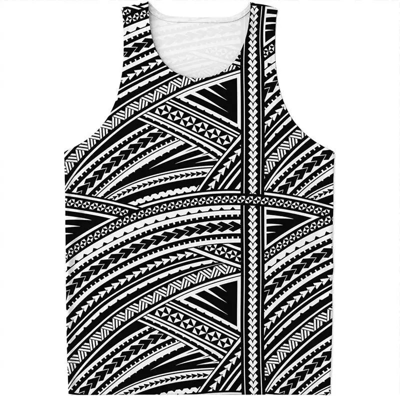 Maori Tattoo 3D Printed Vest for Men and Women, Universal Polynesian Tribal Pattern T-shirt Top, Men's Quick Drying Vest