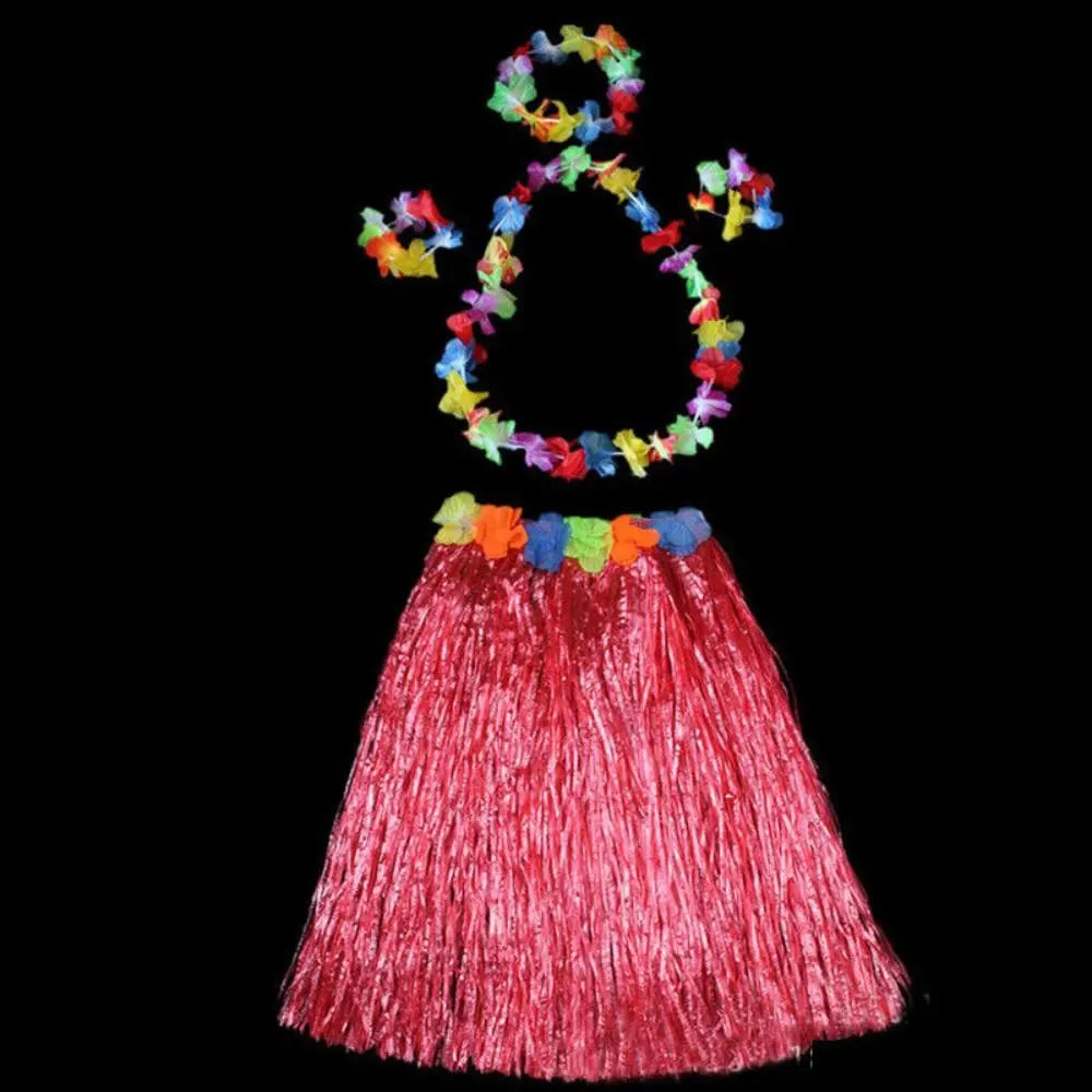 Ladies Women Hawaii Fancy Dress Grass Skirt Hula Hawaiian Full Charming 40CM