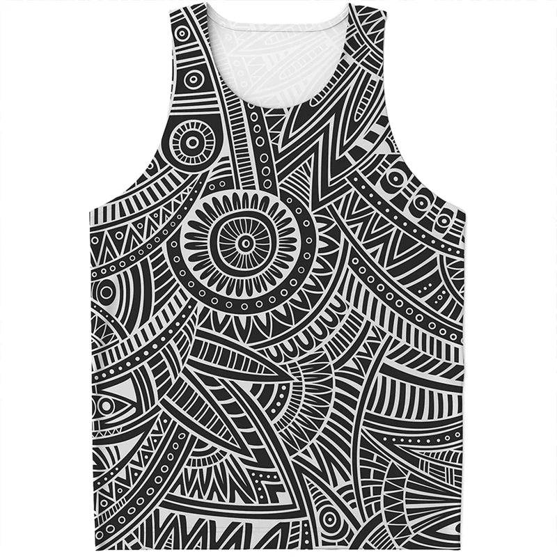 Trend Polynesian Tribal Pattern Mens Tank Top Summer Fashion Vintage Sleeveless T Shirt Cool Simple Streetwear Loose Tees Vest