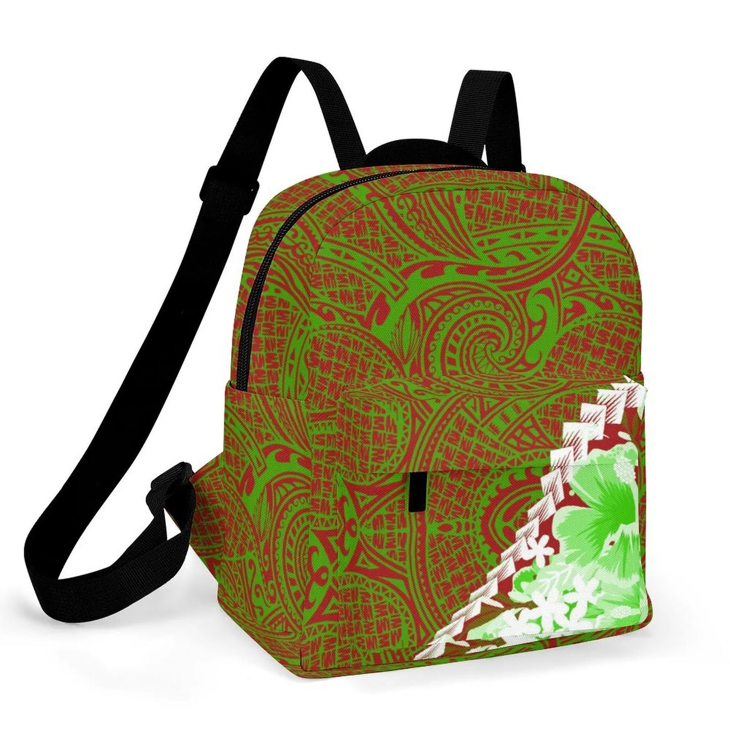 Custom Polynesian Women'S Casual Backpack Samoan Tribal Floral Print Artistic Pattern Design Fashionable Compact Backpack