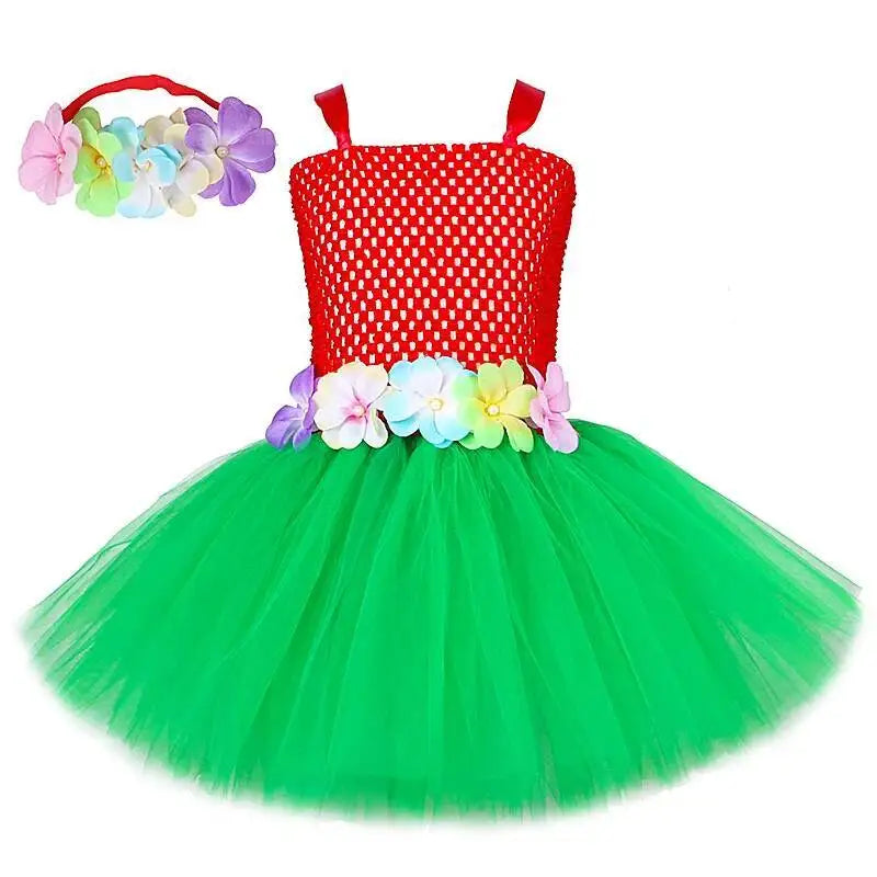 Hawaiian Hula Dresses for Girls Hawaii Lilo Tutu Dress Kids Hula Show Costumes Children Halloween Luau Dance Ballet Tutus Outfit