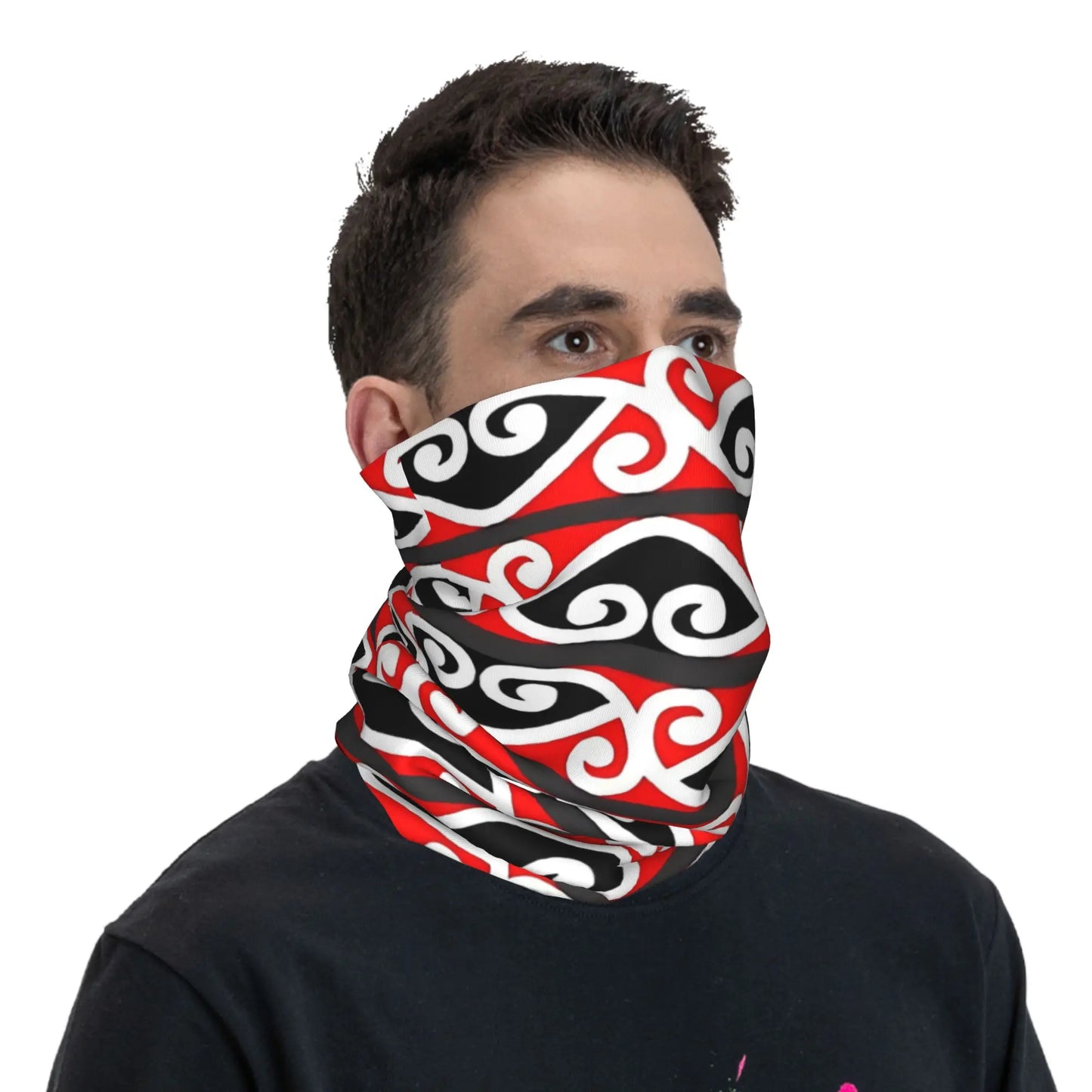 Custom Tribal Maori Warrior Bandana Neck Warmer Women Men Winter Ski Tube Scarf Gaiter Art Pattern Proud Face Cover