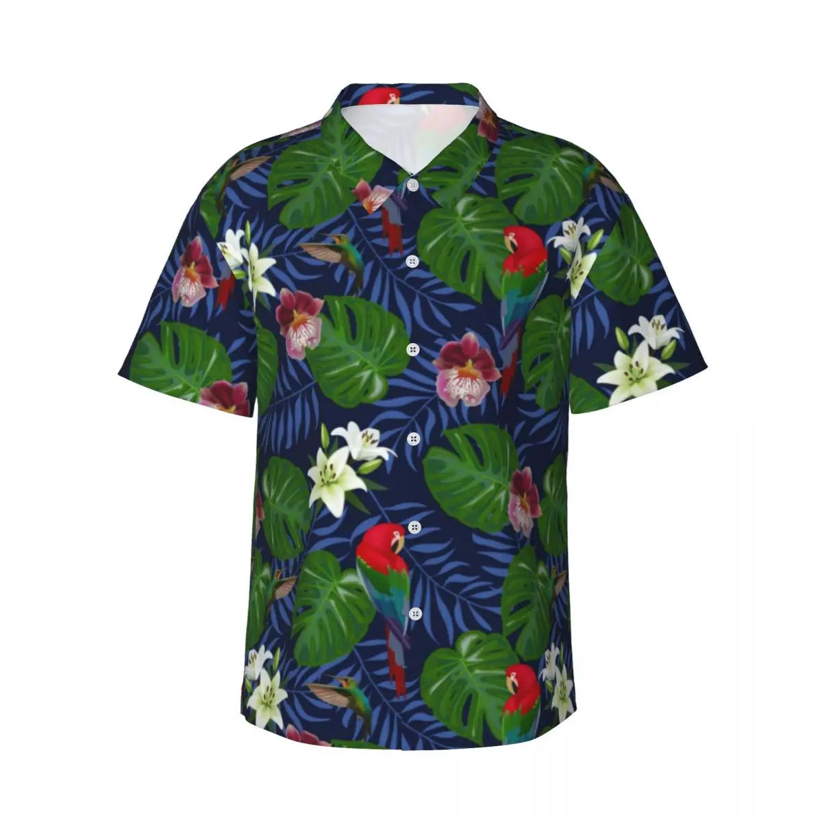 Hawaiian Shirt Vacation Tropical Palm Leaves Blouses Hawaiian Flowers Vintage Casual Shirts Men Short-Sleeve Streetwear Clothing