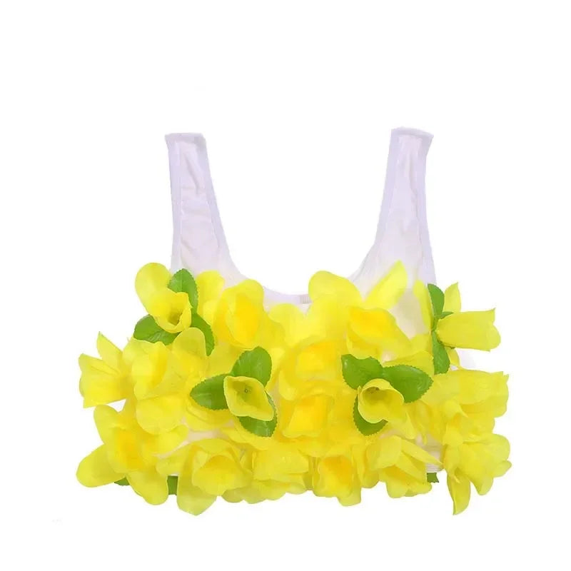 Women Lady Hawaii Flower Bra Hula Dance Performance  Summer Beach Tropical Party Supplies Halloween Christmas