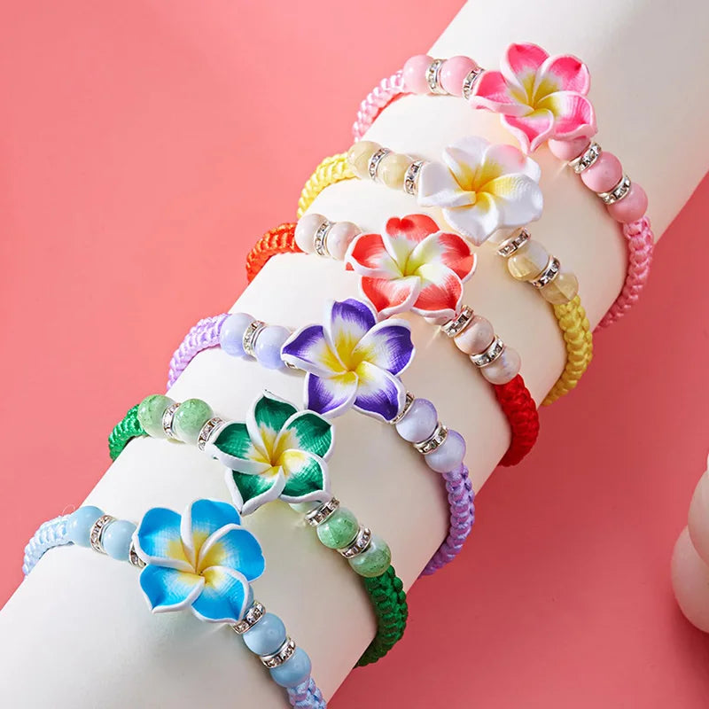 Hawaiian Bracelets for Women Bohemian Woven Tropical Flower Bracelets Handmade Braid  Summer Beach Girls Jewelry Accessories