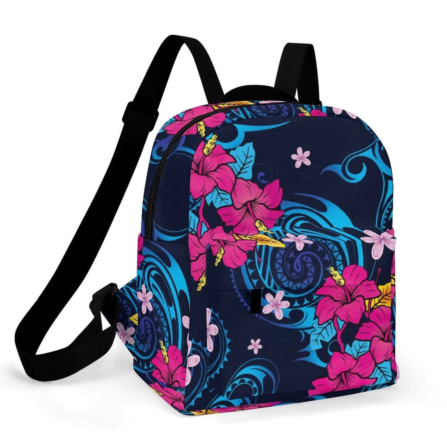 Custom Polynesian Women'S Casual Backpack Samoan Tribal Floral Print Artistic Pattern Design Fashionable Compact Backpack