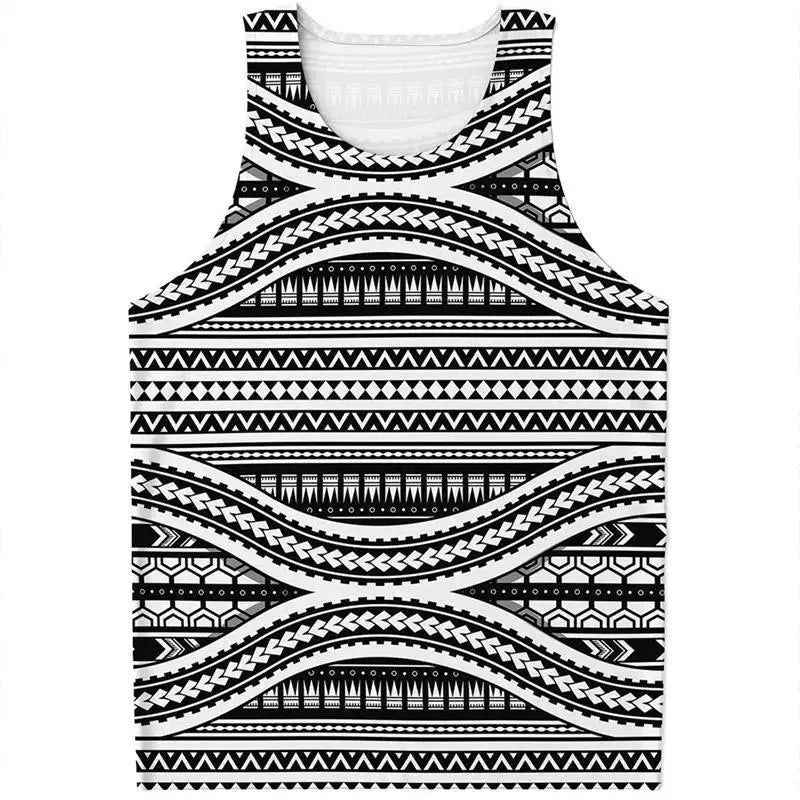 Maori Tattoo 3D Printed Vest for Men and Women, Universal Polynesian Tribal Pattern T-shirt Top, Men's Quick Drying Vest