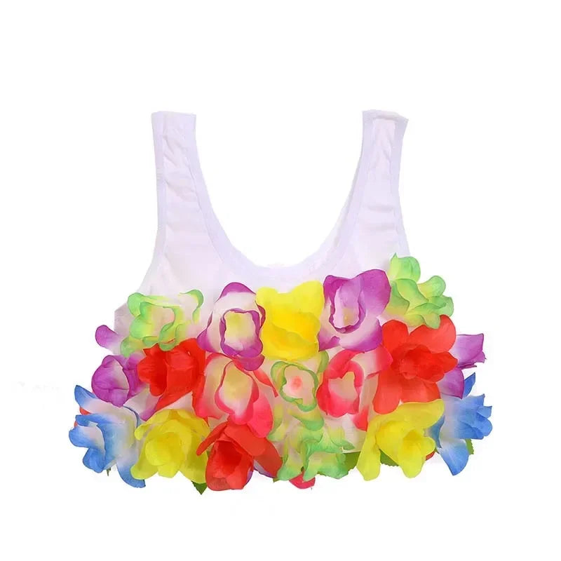 Women Lady Hawaii Flower Bra Hula Dance Performance  Summer Beach Tropical Party Supplies Halloween Christmas