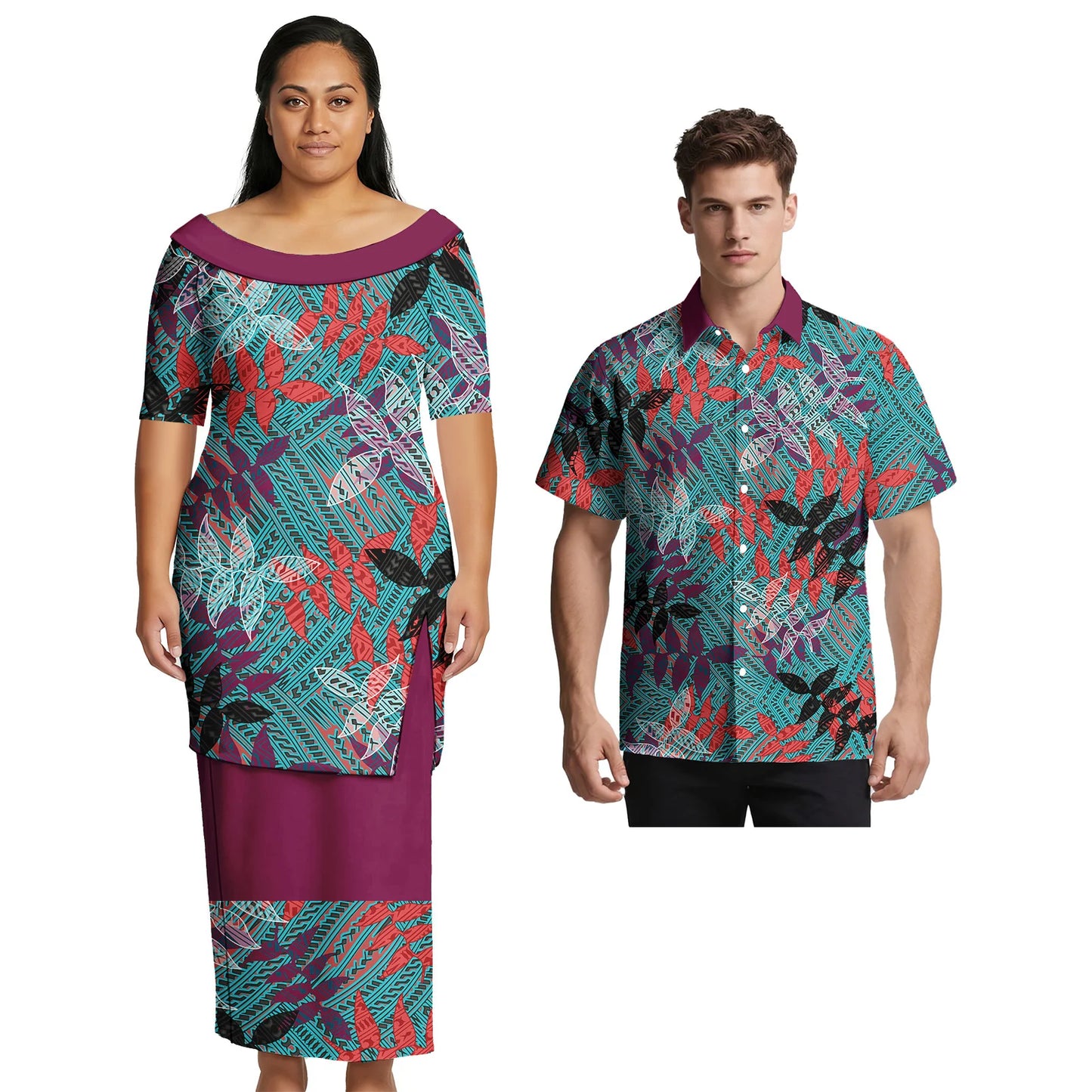 2026 Brand New Design Custom Pattern Samoan Elegant Women Skirts Hawaiian Handsome Men Shirts Polynesian Sweet Lovers Clothing