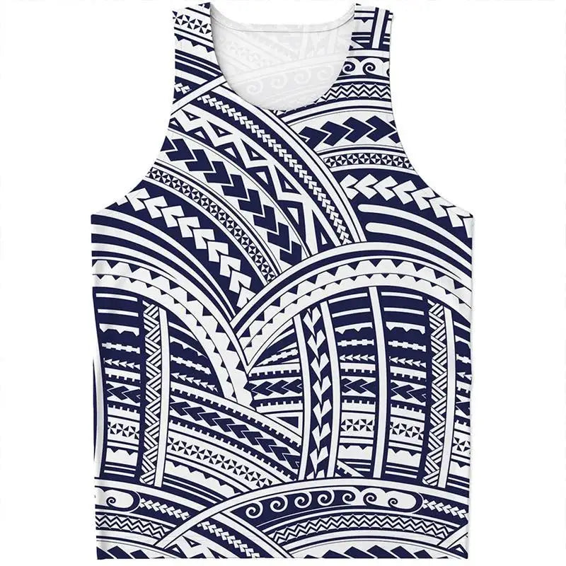 Maori Tattoo 3D Printed Vest for Men and Women, Universal Polynesian Tribal Pattern T-shirt Top, Men's Quick Drying Vest