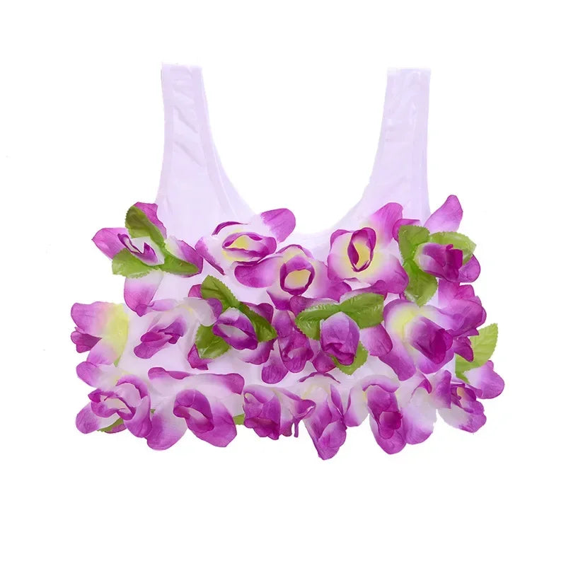 Women Lady Hawaii Flower Bra Hula Dance Performance  Summer Beach Tropical Party Supplies Halloween Christmas