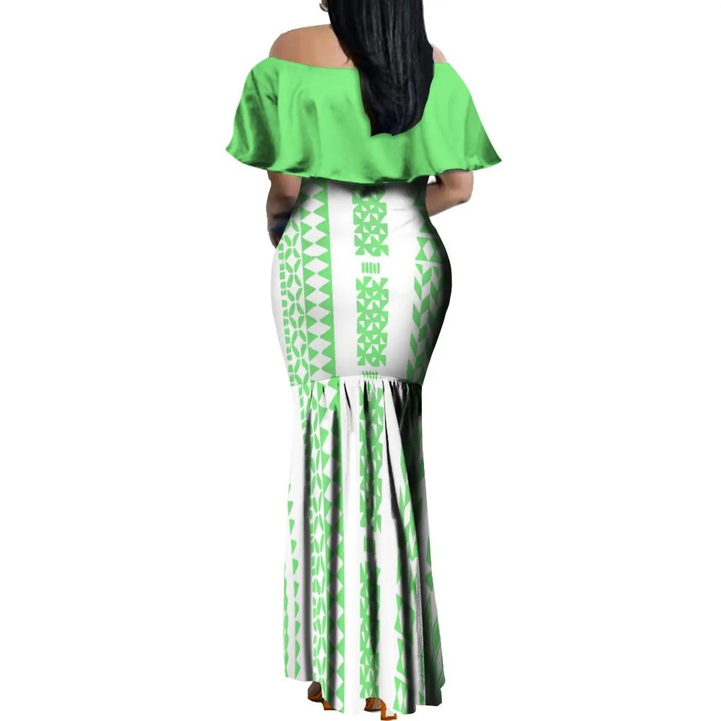 Custom Samoan Dress Women'S Off-The-Shoulder Dress Hawaiian Party Fishtail Skirt And Men'S Shirt Polynesian Couple Suit