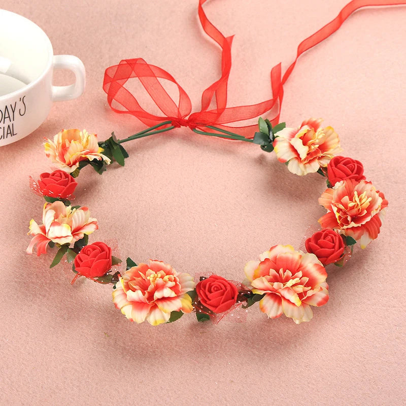 Hawaiian Wreath Bride Wedding Hair Accessories Simulation Flower Crown Headwear Children's Photo Hair Accessories Headbands