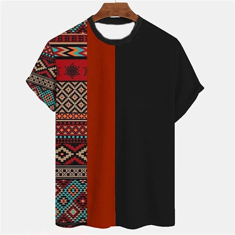 New Summer Tribal Ethnic Style Pattern Tshirt For Men 3D Print Men Women Short Sleeve Oversized Harajuku Tshirts Tee Top