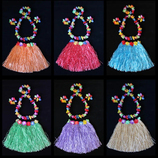 Ladies Women Hawaii Fancy Dress Grass Skirt Hula Hawaiian Full Charming 40CM