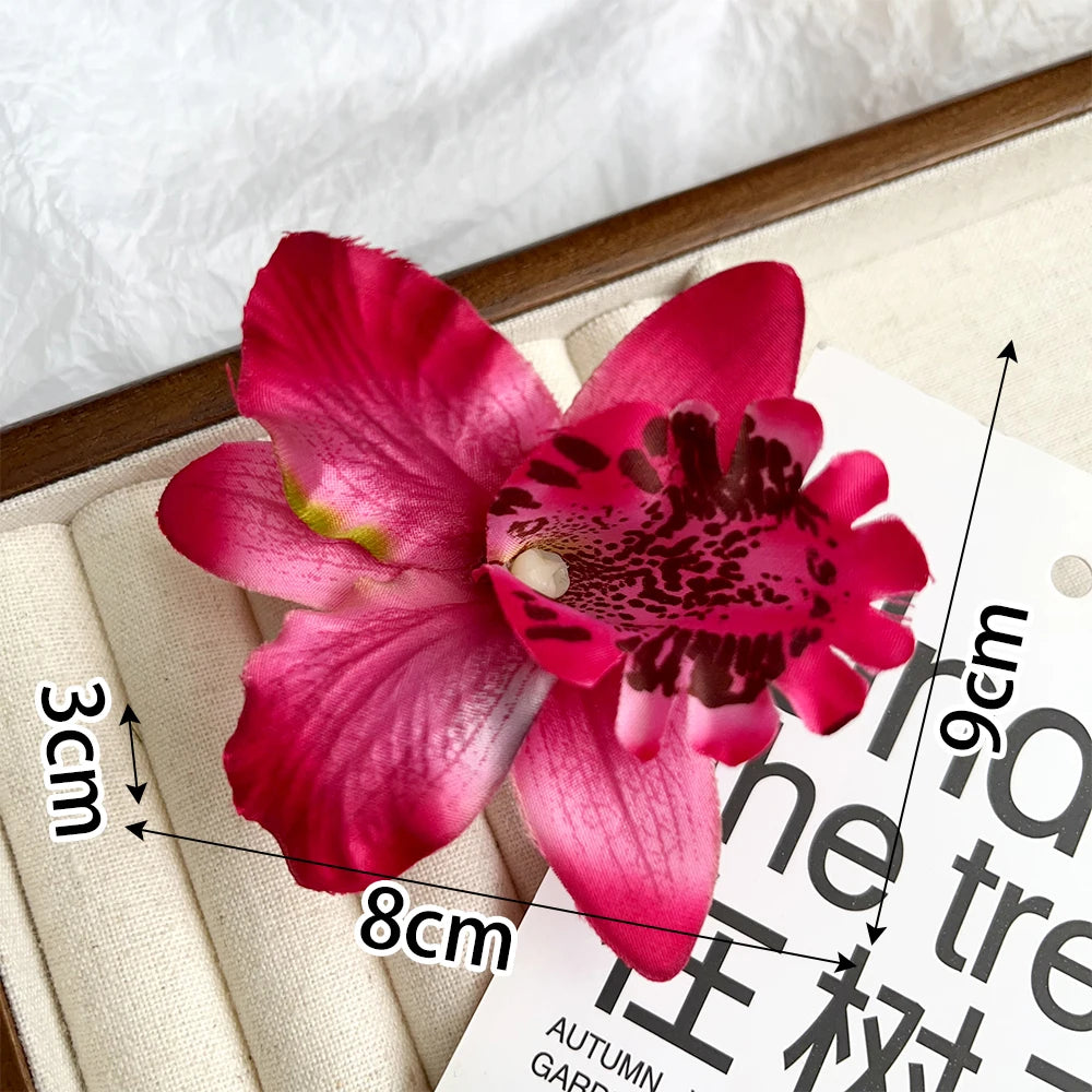 Hawaiian Orchid Flowers Hair Clips Bride Flowers Hair Clips Sweet Hairpins Barrettes Beach Vacation Headwear Hairs Accessories