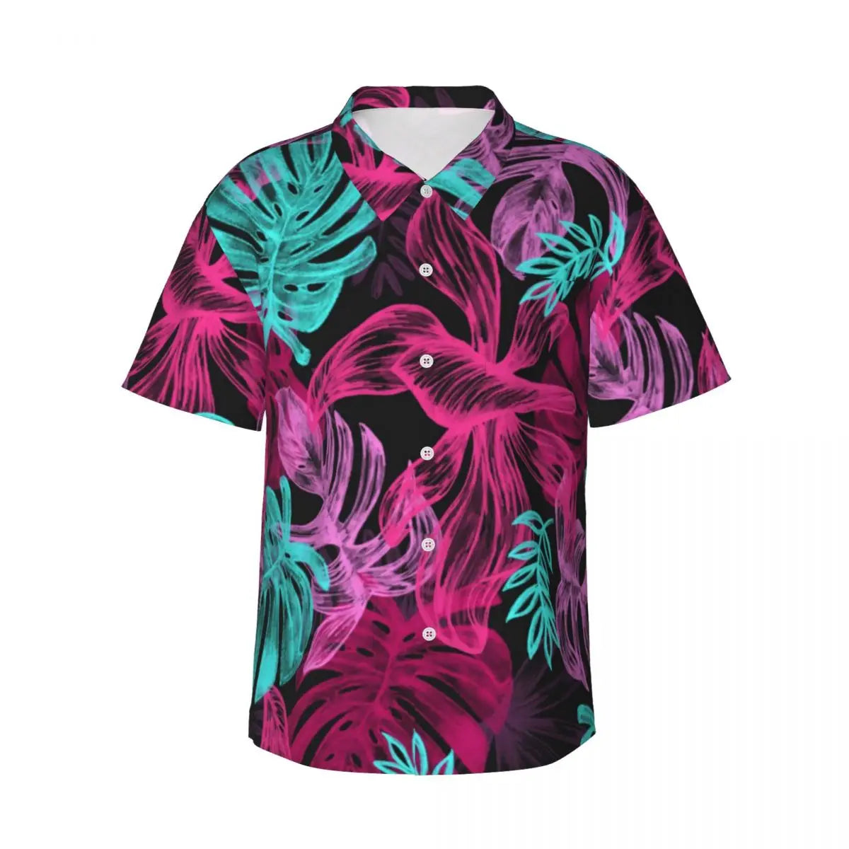Hawaiian Shirt Vacation Tropical Palm Leaves Blouses Hawaiian Flowers Vintage Casual Shirts Men Short-Sleeve Streetwear Clothing