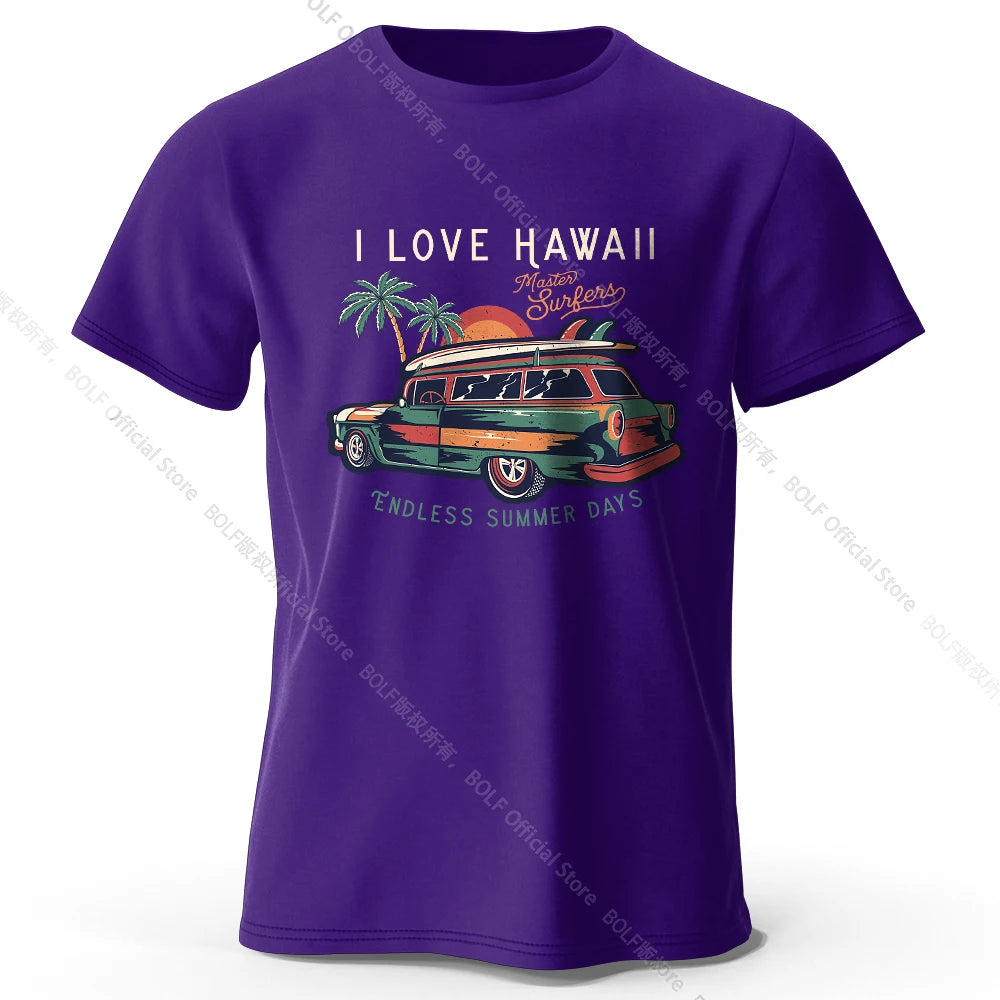 Hawaiian Holiday Printed Unisex Men Women T-Shirt Tees Tops 100% Cotton Aloha Flower Graphic Luau Party Outfit