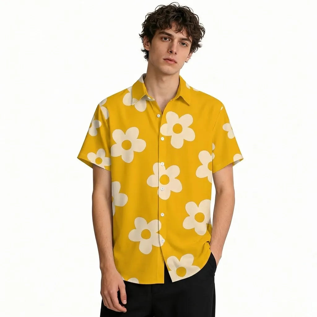 Hawaiian Holiday Men's Shirt Floral 3D Printed Summer Loose Breathable Short Sleeve Beach Shirt Fashion Party Causal Lapel Tops