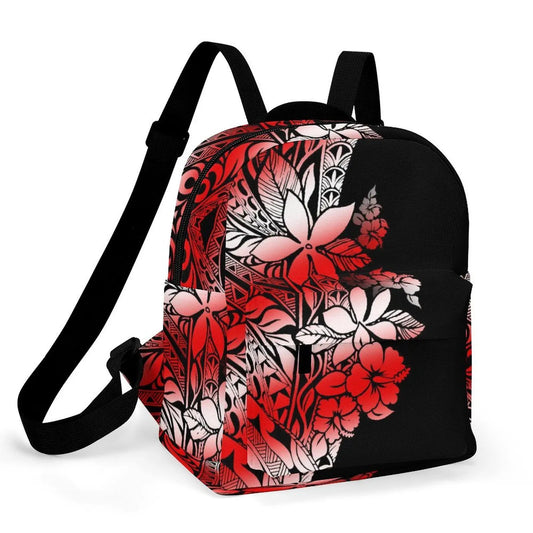 Custom Polynesian Women'S Casual Backpack Samoan Tribal Floral Print Artistic Pattern Design Fashionable Compact Backpack