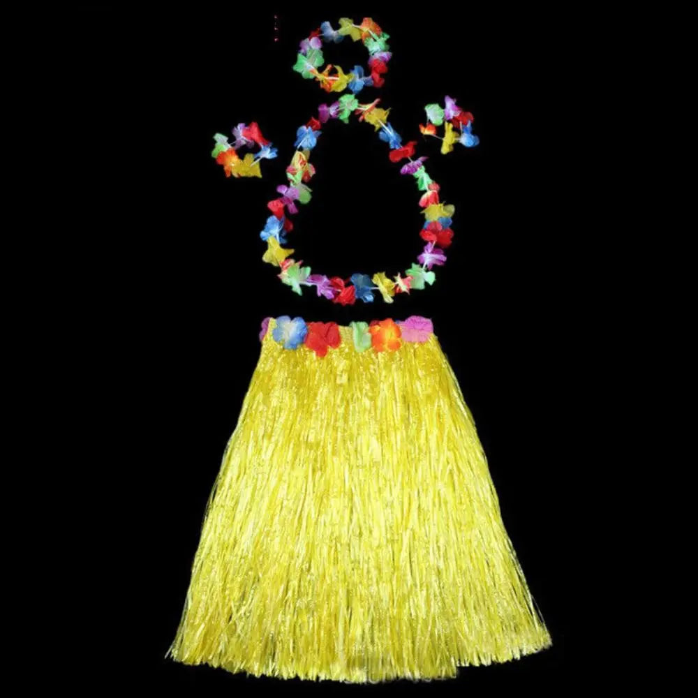 Ladies Women Hawaii Fancy Dress Grass Skirt Hula Hawaiian Full Charming 40CM