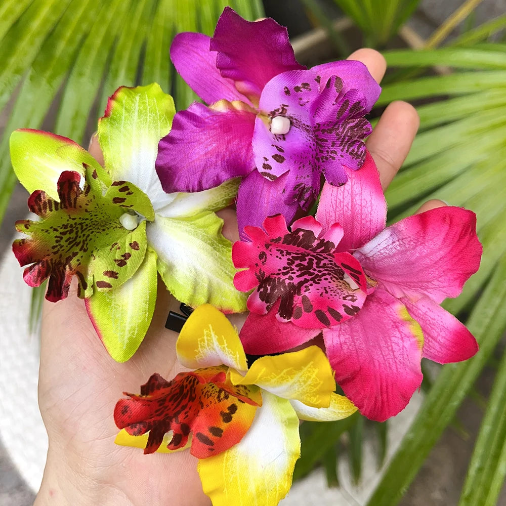 Hawaiian Orchid Flowers Hair Clips Bride Flowers Hair Clips Sweet Hairpins Barrettes Beach Vacation Headwear Hairs Accessories