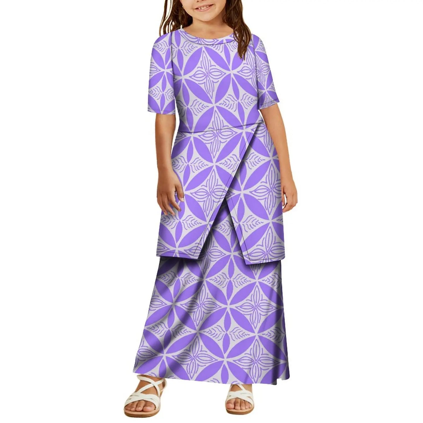 High Quality Customized Polynesian Tribal Print Samoa Puletasi Set Tongan Plus Size Mother and Daughter Dress