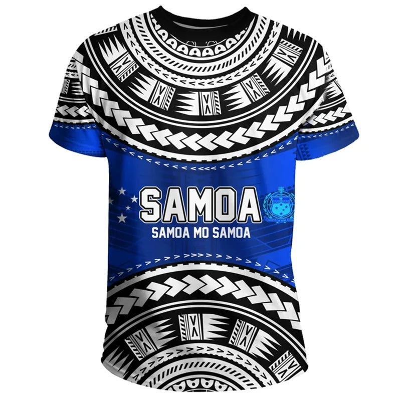 Samoa Flag Map Graphic T Shirts Samoan National Emblem T Shirt For Men Clothes Polynesia Unisex Tshirt Casual Man Tee Women Tops