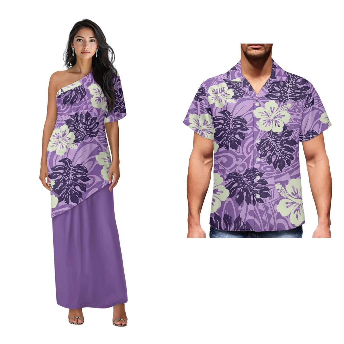 Printed Polynesian Tribal Print One shoulder Samoan Puletasi Custom Top And Skirts Womens Two Piece Outfits Set Dress