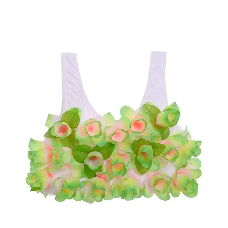 Women Lady Hawaii Flower Bra Hula Dance Performance  Summer Beach Tropical Party Supplies Halloween Christmas