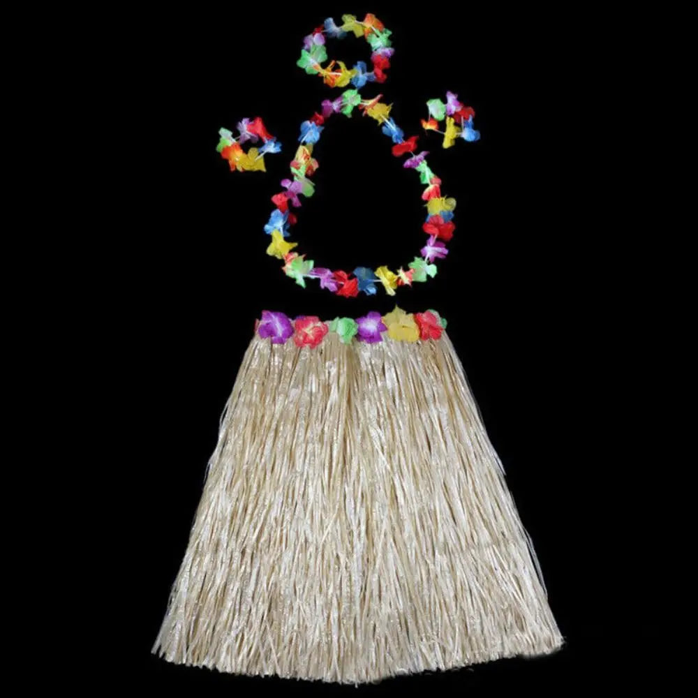Ladies Women Hawaii Fancy Dress Grass Skirt Hula Hawaiian Full Charming 40CM