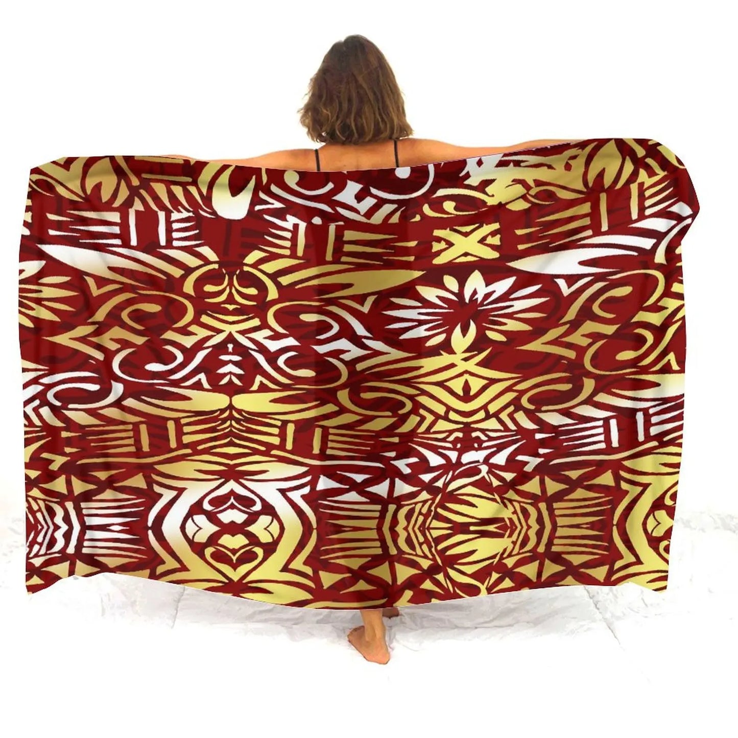 Custom Wholesale Polynesian Ladies Sarong Samoan Vintage Tribal Print Custom Sarong Style Shawl Summer Seaside Elegant Coat
