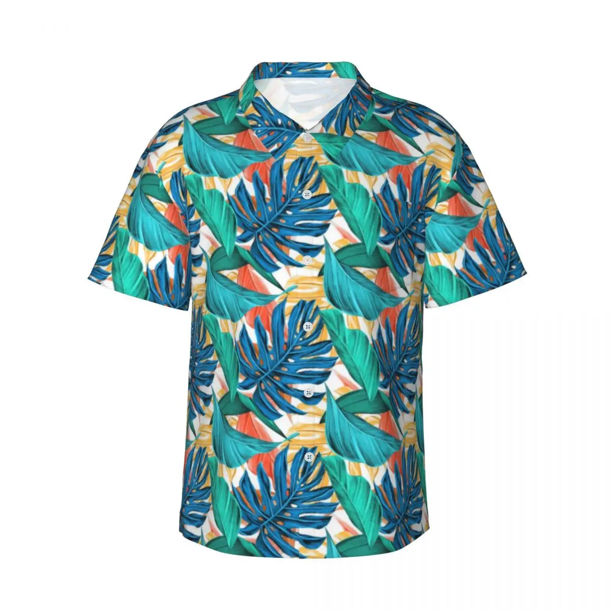 Hawaiian Shirt Vacation Tropical Palm Leaves Blouses Hawaiian Flowers Vintage Casual Shirts Men Short-Sleeve Streetwear Clothing