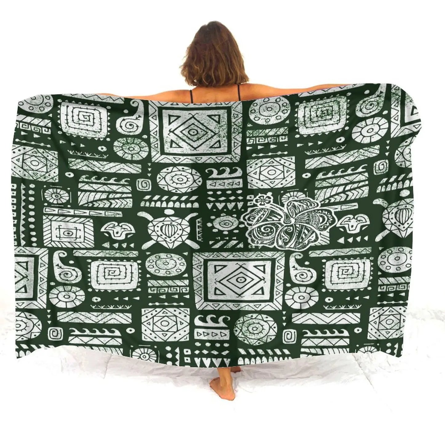Custom Wholesale Polynesian Ladies Sarong Samoan Vintage Tribal Print Custom Sarong Style Shawl Summer Seaside Elegant Coat