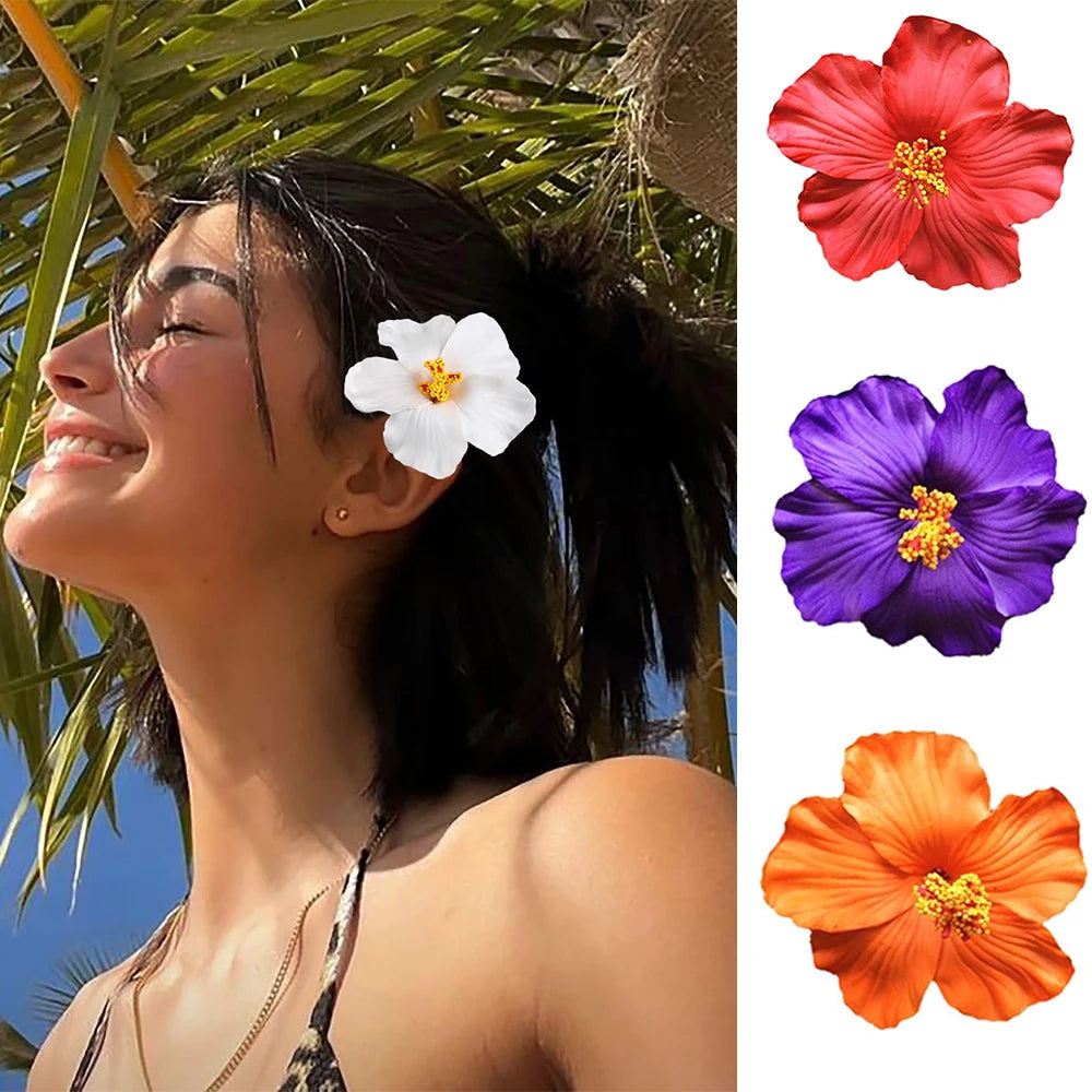 Hawaiian Colorful Flower Hair Clip For Women Girls Romantic Bohemian Flower Side Bangs Clip BB Hair Clips Hair Accessories