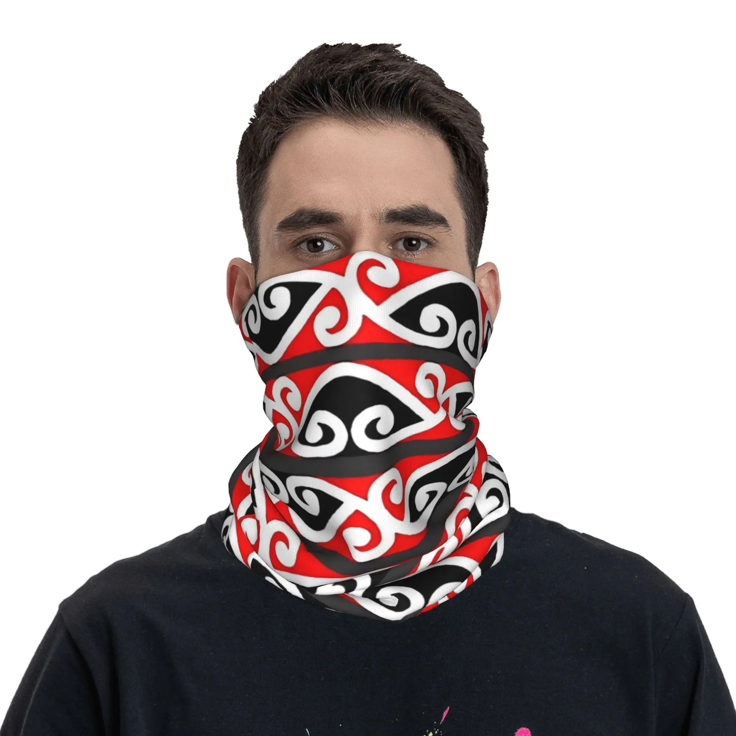 Custom Tribal Maori Warrior Bandana Neck Warmer Women Men Winter Ski Tube Scarf Gaiter Art Pattern Proud Face Cover